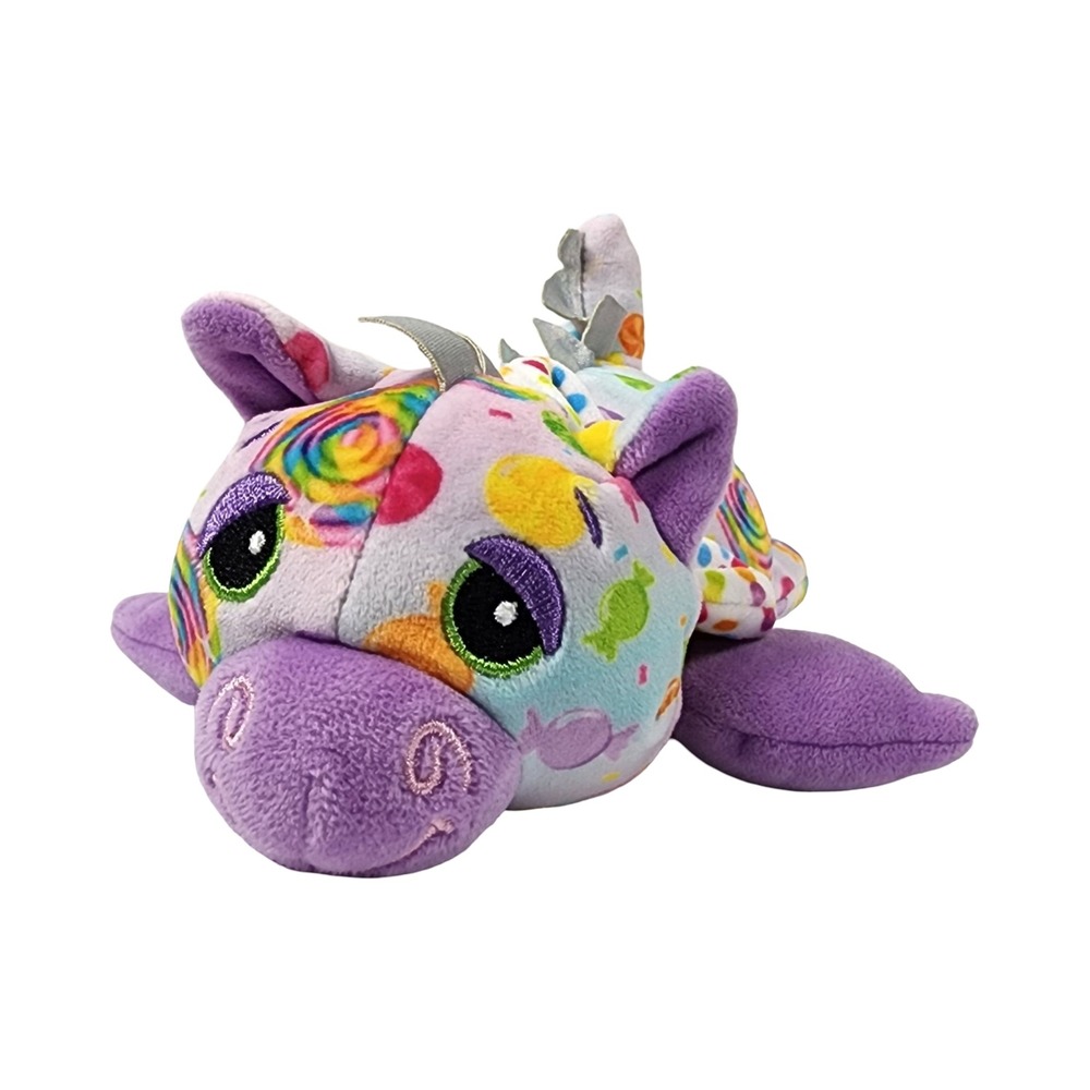 Basic Fun Cutetitos Rainbitoos Purple Candy Dragon Plush Silver Wings 7.5‎ inch